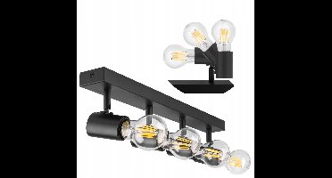 LED Plafondlamp Rail Verstelbaar 4x E27 Zwart Mat Plafond