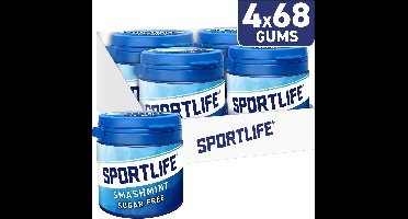 Sportlife smashmint pot - extreem frisse suikervrije kauwgom - 4x102g
