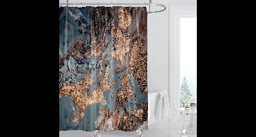 Douchegordijnen-marmeren textuur-Anti-schimmel waterdicht-Polyester-Wasbaar-met 12 haken-180 x 200 cm