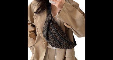 Heup-/Schoudertas Dames – 3 Vakken met Rits – Casual Sportieve Crossbody Bag - Panter 2