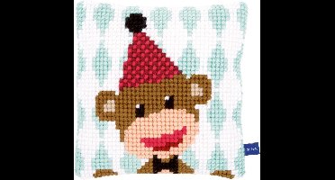 Vervaco - Kruissteekkussen kit - Circusaapje I - PN-0153901 - Borduren - Borduurpakket - Borduurpakket volwassenen - Borduurpakket kind