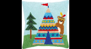 Kruissteekkussen kit Beer en tipi - Vervaco - PN-0155330
