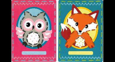 Vervaco - Borduurkaart kit - Uil en vos set van 2 - PN-0157034 - Borduren - Borduurpakket - Borduurpakket kind