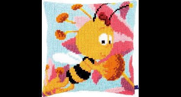 Kruissteekkussen kit MDB Willy met roze bloem - Vervaco - PN-0155686