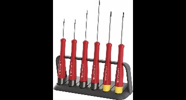 Elektronica schroevendraaierset in houder, Zaagsnede/Phillips