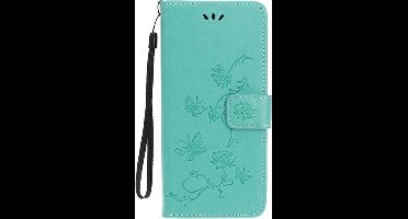 Shop4 - Samsung Galaxy S20 Plus Hoesje - Wallet Case Bloemen Vlinder Groen