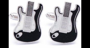 Manchetknopen - Halve Gitaar Zwart Wit