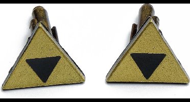 Manchetknopen - Geometrische Vorm Geel met Zwarte Driehoeken