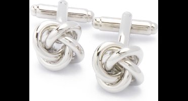Manchetknopen - Zilveren Knoop met Grove Touwen