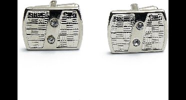 Manchetknopen - Zilver Rechthoek met twee Stenen