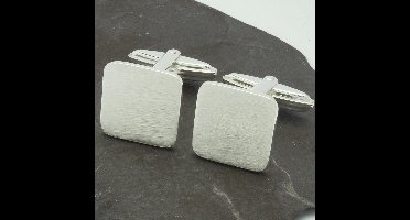 Manchetknopen - Echt Zilver 925 Vierkant Effen Gematteerd