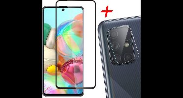 Screenprotector geschikt voor Samsung A71 + Camera Protector - Full Screen Protector