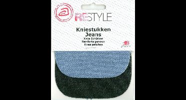 Kniestukken Opstrijkbaar - 2 op 1 Blauw/Zwart - 2 stuks