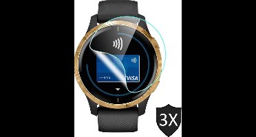 Screenprotector geschikt voor Garmin Venu - Crystal Clear PET Glas Folie - 3 Stuks