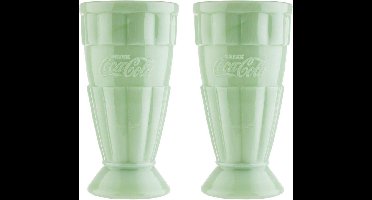 Coca-Cola Jadeite Glass Malt / Milkshake Cup 0,5 Liter, Set of 2, Green