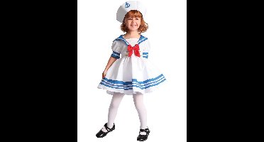 Vegaoo - Wit en blauw matroos kostuum voor meisjes