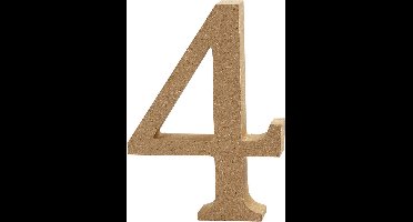 Cijfer, 4, H: 13 cm, dikte 2 cm, 1 stuk