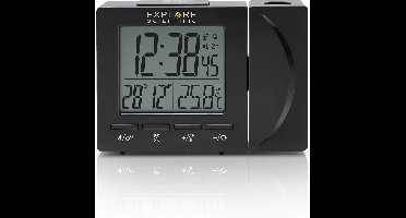 Explore Scientific RDP1001 radio gestuurde digitale projectiewekker | Groot display | Dag - Datum aanduiding | Thermometer | Zwart