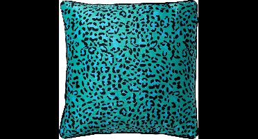 Dutch Decor BENDT - Sierkussen 45x45 cm - spearmint - groen - blauw - zwart - luipaard patroon - velvet stof - Inclusief binnenkussen