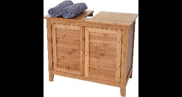 wastafelonderkast - badkamerkast - badkamermeubel- bamboe - 60x67x30 cm - bruin klein