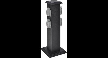 vidaXL Buitenstopcontact op zuil (zwart)