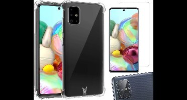 Hoesje geschikt voor Samsung Galaxy A71 - Transparant Shock Proof Case + Screen Protector + Camera Protector