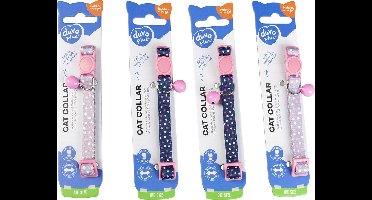 Duvo+ Kattenhalsband Bolletjes Nylon Blauw/Beige 20-30cm / 10mm