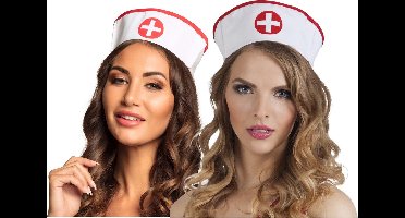 Boland Zuster/verpleegster kapje/hoedje - 2x - carnaval verkleed accessoire - sexy nurse - volwassenen