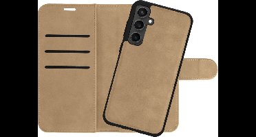 Just in Case hoesje geschikt voor Samsung Galaxy A15 (4G/5G) Hoesje met Pasjeshouder - Uitneembare 2-in-1 Premium Bookcase - Bruin