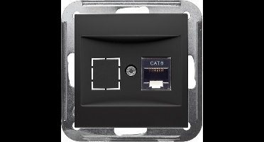 PEHA sokkel en afdekking netwerkaansluiting CAT6 - Badora matzwart (D 11.1858.193 UAE-C6)