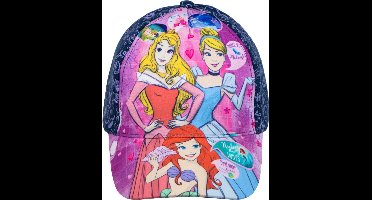 Disney Princess Pet / Cap - Navy/Lila - Ariël - Assepoester - Doornroosje - Maat 52 cm hoofdomtrek (± 2-4 jaar)