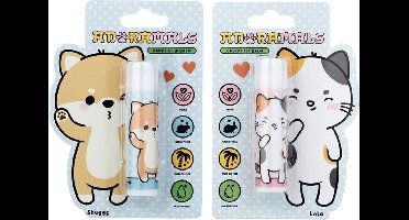 2 x Kat & Shiba Inu Adoramals Lippenbalsems Stick - Kersen & Vanille 6,5cm