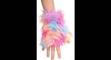 Vingerloze Handschoen Pluche - Pastel - Carnaval - One Size - Unisex - Een Paar
