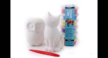 Poes Uiltje Foam Clay® knutselpakket 6 metallic kleuren spaarpot | kinderfeest knutselen