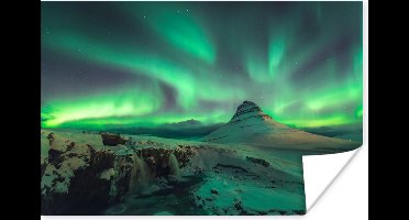 Poster Noorderlicht - Berg - Noorwegen - 30x20 cm