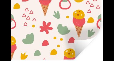Muurstickers - Sticker Folie - IJs - Driehoek - Bloemen - Patroon - 30x20 cm - Plakfolie - Muurstickers Kinderkamer - Zelfklevend Behang - Zelfklevend behangpapier - Stickerfolie