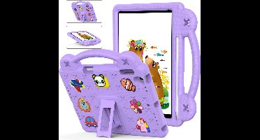 Hoes geschikt voor iPad 2018 Kinderen Paars - Hoes geschikt voor iPad 6e hoes Generatie Kidsproof Backcover met handvat - Hoes geschikt voor iPad 2017 hoes - Hoes geschikt voor iPad Kinderen -Kindertablet