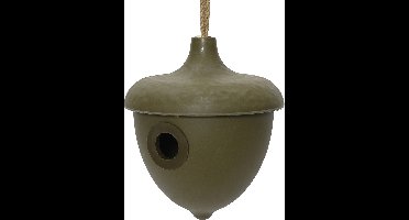 Decoris Vogelhuisje - bamboe hout - donkergroen - D17 x H19 cm - nestkastje