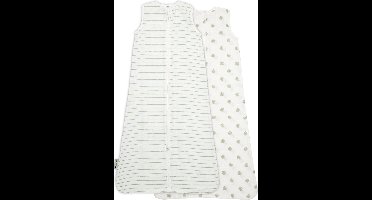 Meyco Baby Dots/Stripe baby zomerslaapzak - 2-pack - hydrofiel - soft green - 70cm - 0.3 TOG