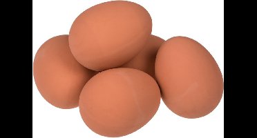 Out of the Blue Nep stuiterend ei - 8x - rubber - bruin - 5 cm - stuiterbal fop eieren