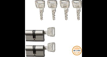 Nemef set veiligheidscilinders 30/30 (NF3+, SKG3, 132/9P), dubbele profielcilinders (set van 2 stuks gelijksluitend)