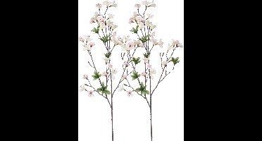 Emerald Kunstbloem Azalea bloesem - 2x - 90 cm - creme/roze - Kunst zijdebloemen