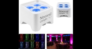 BeamZ Set van 2 BBP90W Uplights - PAR spot op accu met 4x 4W LED's - Wit