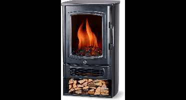 alpina Elektrische Sfeerhaard Helsinki ND-183 – Vrijstaande Elektrische Haard 1000/2000W met Verwarming, Instelbare Thermostaat en LED Vlammeneffect – Zwart Metaal