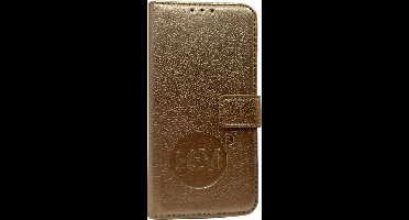 HEM Lederlook Hoesje Geschikt Voor iPhone 14 Plus – Golden Shimmer Luxe Wallet Bookcase Met TPU Binnenkant – 360° Beschermend Telefoonhoesje