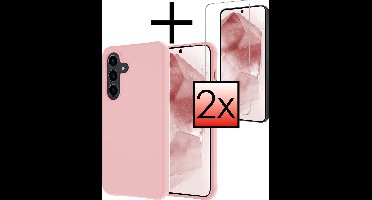 Hoesje - Met 2x Screenprotector - Geschikt voor Samsung Galaxy A55 - Sterk & Shockproof - Back Cover - Siliconen Case - Telefoon Hoes - Lichtroze