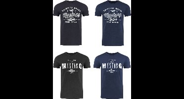 Mustang Heren T-Shirt 4-pack Mustang heren-T-shirt regular fit Veelkleurig XL Ronde Hals Volwassenen Opdruk Print Shirts