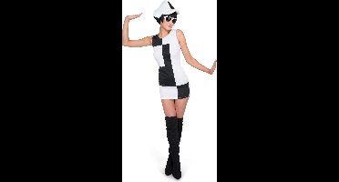 Karnival Costumes Verkleedkleding Monochroom disco kostuum voor vrouwen Carnavalskleding Dames Carnaval - Polyester - Zwart/Wit - Maat S - 2-Delig Jurk/Hoed