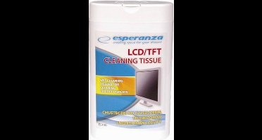 Esperanza Natte Reinigingsdoekjes voor LED / LCD / TFT Schermen| 100 Stuks | Antistatisch | Bacteriedodend | Zeer Compacte Afmetingen Perfect voor Onderweg | Geschikt voor Notebooks, Tablets, Smartphones, Monitors, Digital Cameras, Satellietnavigatie