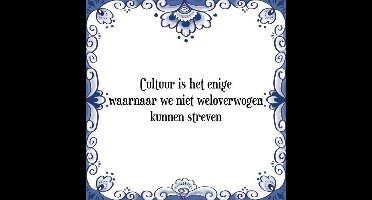 Tegeltje met Spreuk (Tegeltjeswijsheid): Cultuur is het enige waarnaar we niet weloverwogen kunnen streven + Kado verpakking & Plakhanger